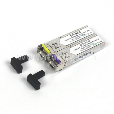 1.25Gbps এসএফপি দ্বি-দিকের ট্রান্সসিভার এমএমএফ 2KM Reach Tx1310nm/Rx1550nm