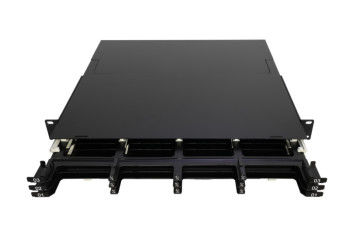 উচ্চ ঘনত্ব ফাইবার ম্যানেজমেন্টের জন্য এলসি সংযোগকারী ইন্টারফেস এবং 200 মিমি গভীরতার সাথে 144-কোর এমপিও এমটিপি ক্যাসেট প্যানেল