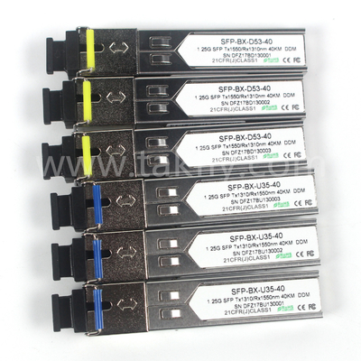 1.25G SFP BIDI অপটিক্যাল ট্রান্সিভার মডিউল Tx1310/Rx1550nm 40KM SMF DDM LC CISCO JUNIPER HUAWEI সামঞ্জস্যপূর্ণ