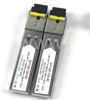 BIDI 1.25 G SFP ট্রান্সসিভার Tx1550/Rx1490nm 80KM SMF DDM LC CISCO JUNIPER HUAWEI সামঞ্জস্যপূর্ণ