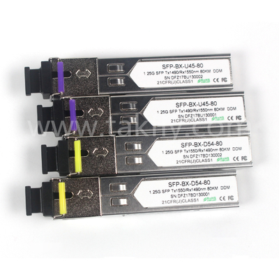 BIDI 1.25 G SFP ট্রান্সসিভার Tx1550/Rx1490nm 80KM SMF DDM LC CISCO JUNIPER HUAWEI সামঞ্জস্যপূর্ণ