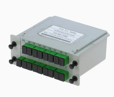 উচ্চ নির্ভরযোগ্যতা এবং স্থিতিশীলতা FTTX Gpon 1 * 16 সিঙ্গল মোড G657A1 ফাইবার ক্যাসেট টাইপ LGX পিএলসি স্প্লিটার Sc / APC সংযোগকারী সহ