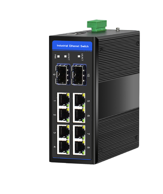 ৮-পোর্ট ইন্ডাস্ট্রিয়াল গিগাবিট POE সুইচ ২ SFP স্লট সহ DIN-রেল মাউন্ট