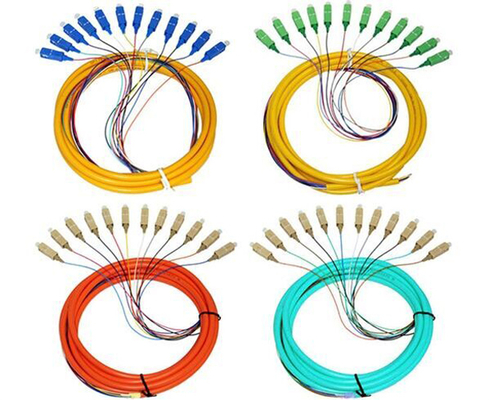 12 কোর ওএম 3 ফাইবার অপটিক পিগটেল এলএসজেডএইচ জ্যাকেট 0.9 মিমি এসসি এফসি এসটি এলসি