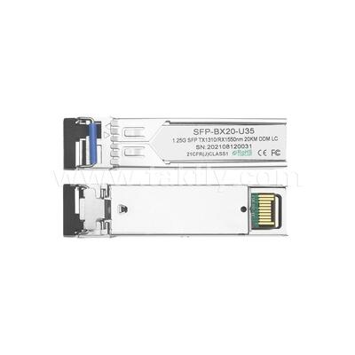 SFP 1.25gbps 20km LC Reach Tx1310nm/Rx1550nm ডেটা সেন্টারের জন্য দ্বি-নির্দেশক অপটিক্যাল ট্রান্সিভার FTTX
