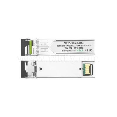 SFP 1.25gbps 20km LC Reach Tx1310nm/Rx1550nm ডেটা সেন্টারের জন্য দ্বি-নির্দেশক অপটিক্যাল ট্রান্সিভার FTTX