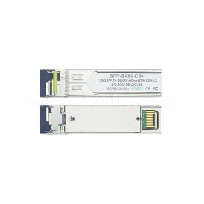 ডেটা সেন্টার FTTX-এর জন্য SFP 1.25gbps 80km LC Reach Tx1490nm/Rx1550nm দ্বি-দিকনির্দেশক অপটিক্যাল ট্রান্সসিভার