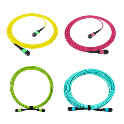 MPO/MTP पैच कॉर्ड सिंगलमोड मल्टीमोड LSZH 8f/12f/24f फाइबर ऑप्टिक केबल डेटा सेंटर FTTX के लिए