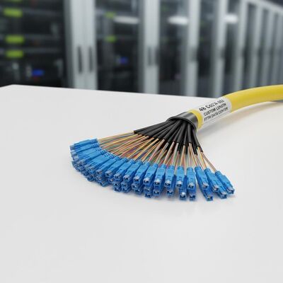 FTTH ডেটা সেন্টারের জন্য কাস্টমাইজড দৈর্ঘ্যের সাথে 48 কোর G657A OS2 প্রি-টার্মিনেটেড ব্রেকআউট কেবল ফ্যানআউট পিগটেল