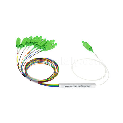 FTTH/FTTX অপটিক্যাল ডিস্ট্রিবিউশন নেটওয়ার্কের জন্য 0.9mm ফাইবার সহ 1×9 চ্যানেল PLC স্প্লিটার