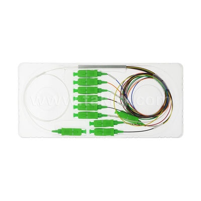 FTTH/FTTX অপটিক্যাল ডিস্ট্রিবিউশন নেটওয়ার্কের জন্য 0.9mm ফাইবার সহ 1×9 চ্যানেল PLC স্প্লিটার