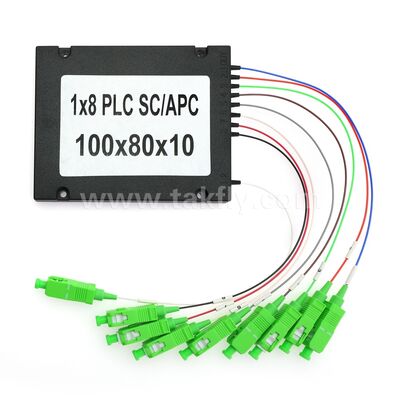 PLC ফাইবার স্প্লিটার - 900μm ABS বক্স, SM G657A1, SC/APC, অপটিক্যাল সিগন্যাল কাপলিং এবং PON নেটওয়ার্কে বিতরণের জন্য