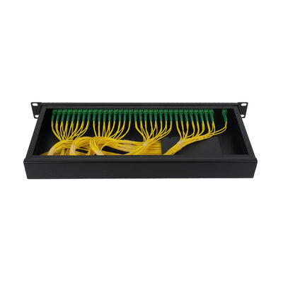 OEM 1U 19 ইঞ্চি 2x64 র্যাক মাউন্ট এলসি ফাইবার অপটিক পিএলসি স্প্লিটার FTTx ডেটা সেন্টারের জন্য