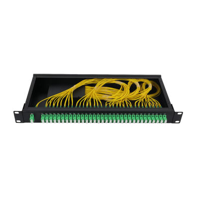 OEM 1U 19 ইঞ্চি 2x64 র্যাক মাউন্ট এলসি ফাইবার অপটিক পিএলসি স্প্লিটার FTTx ডেটা সেন্টারের জন্য