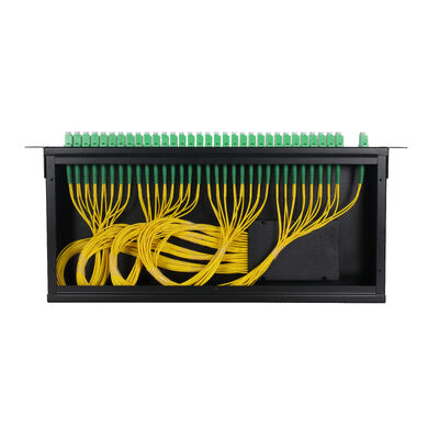 OEM 1U 19 ইঞ্চি 2x64 র্যাক মাউন্ট এলসি ফাইবার অপটিক পিএলসি স্প্লিটার FTTx ডেটা সেন্টারের জন্য