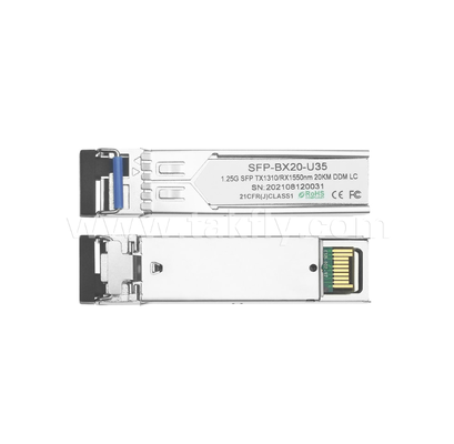 B3524-3LCD20 SFP দ্বি-মুখী ট্রান্সসিভার – 1.25Gbps, 20km, Tx1310nm/Rx1550nm, FP লেজার, LC সিমপ্লেক্স, DDM/DOM