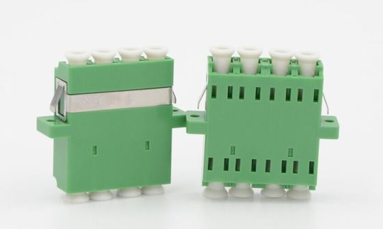 টেলিকম নেটওয়ার্কের জন্য LC APC Quad Fiber Optic Adapter SM Flangeless Green Color