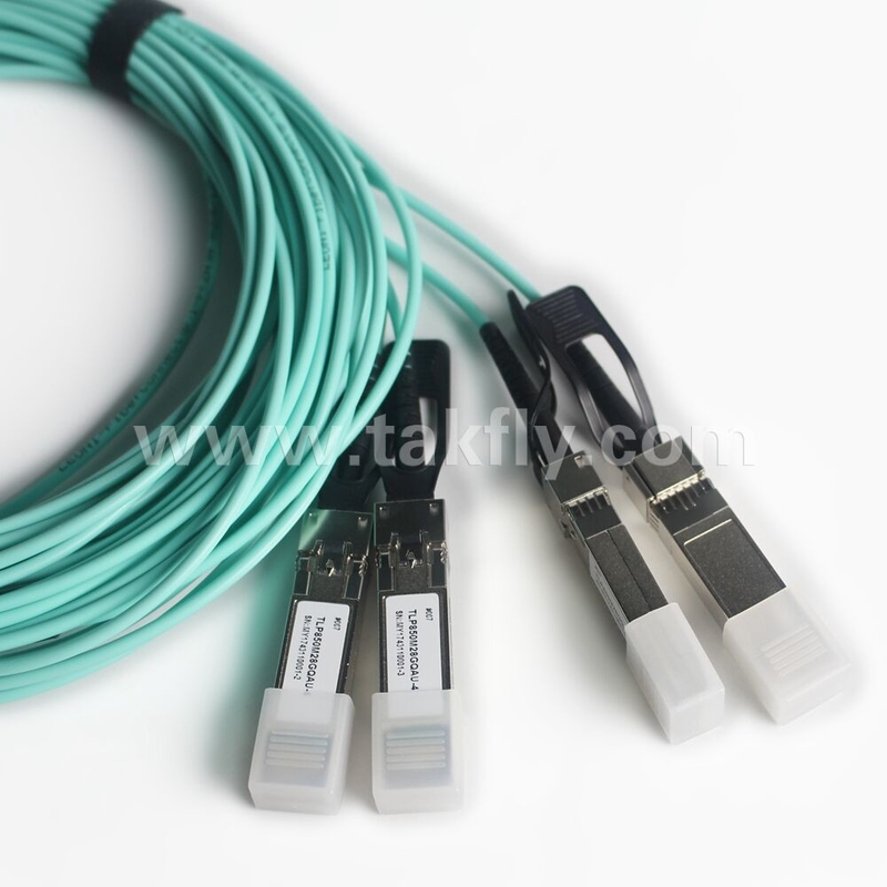 100Gb/s QSFP28 থেকে 4x SFP28 ব্রেকআউট অ্যাক্টিভ অপটিক্যাল ক্যাবল এওসি ক্যাবল দ্রুত ডেটা ট্রান্সফার