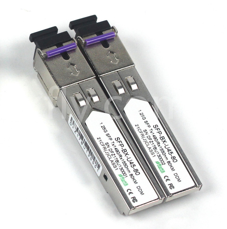 1.25G SFP BIDI মডিউল Tx1490/Rx1550nm 80KM SMF DDM LC CISCO JUNIPER HUAWEI সামঞ্জস্যপূর্ণ