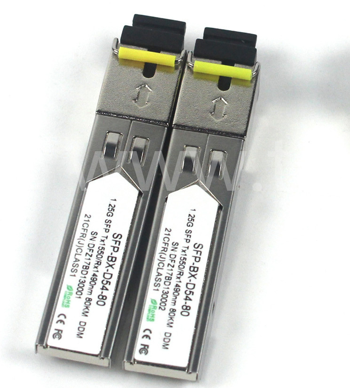BIDI 1.25 G SFP ট্রান্সসিভার Tx1550/Rx1490nm 80KM SMF DDM LC CISCO JUNIPER HUAWEI সামঞ্জস্যপূর্ণ