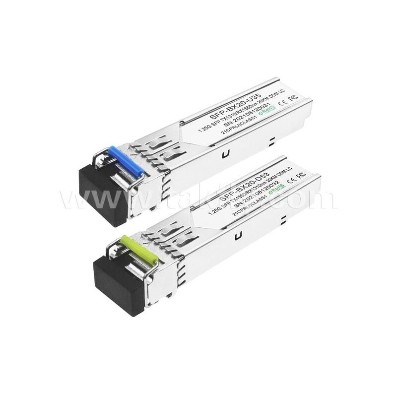 SFP 1.25gbps 20km LC Reach Tx1310nm/Rx1550nm ডেটা সেন্টারের জন্য দ্বি-নির্দেশক অপটিক্যাল ট্রান্সিভার FTTX