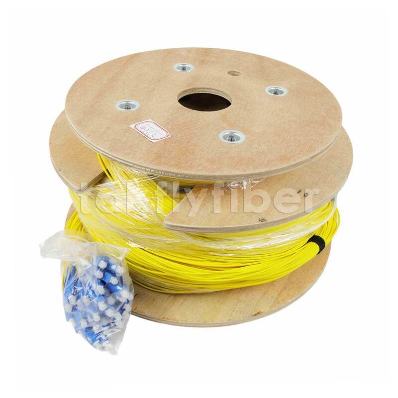 FTTH ডেটা সেন্টারের জন্য কাস্টমাইজড দৈর্ঘ্যের সাথে 48 কোর G657A OS2 প্রি-টার্মিনেটেড ব্রেকআউট কেবল ফ্যানআউট পিগটেল