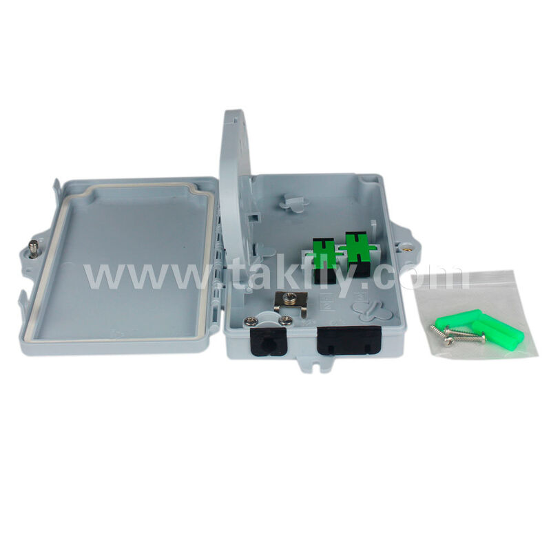 FTKS-1805-02B FTTH Fiber Optic Termination Box, 2 Ports SC/LC IP65 Waterproof Wall Mount Optical Splice Closure for FTTx Network