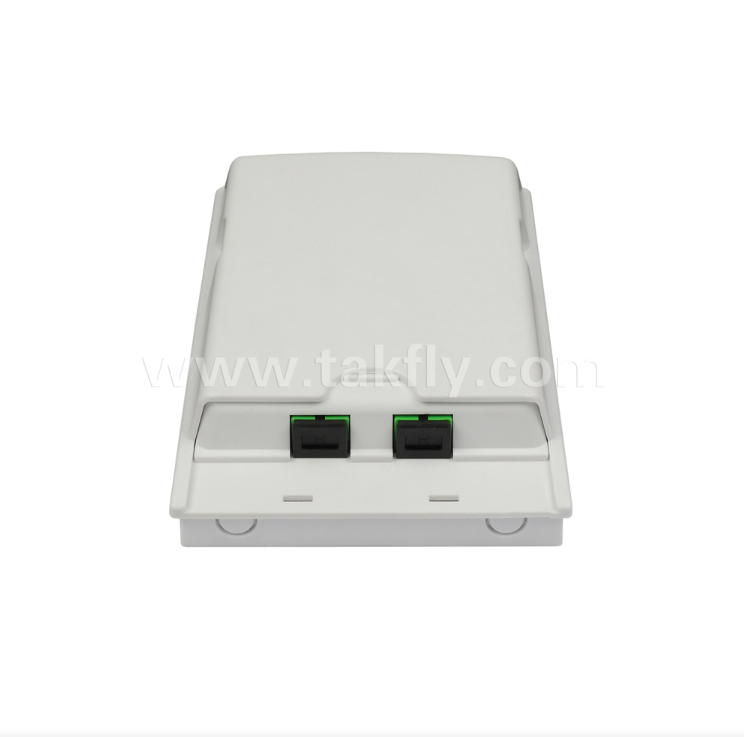 TKS-1806-02F ফাইবার ওয়াল আউটলেট – FTTx নেটওয়ার্কের জন্য ফিডার কেবল থেকে ড্রপ কেবলের টার্মিনেশন পয়েন্ট